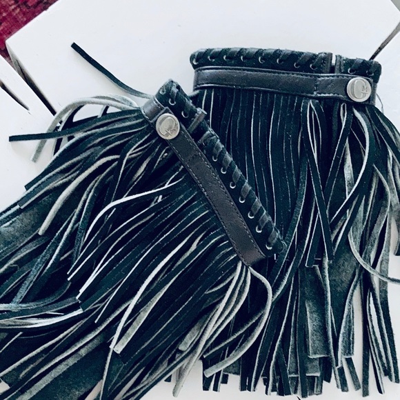 Georges Morand Accessories - Fringe Leather Gloves Fingerless Biker Gloves